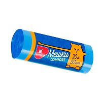Мешки для мусора 20 л, синие, в рулоне 30 шт., ПНД, 8 мкм, 500х400 мм, Comfort, М0017 (МН 20-30с) в Москве