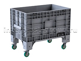 Контейнер iBox сплошной на колесах серый в Москве