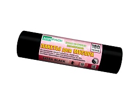Мешки для мусора 180 л, ароматизированные, черные, в рулоне 10 шт., ПВД, 50 мкм, 1100х930 мм, EXTRA black, 18008301 в Москве