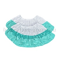 Бахилы бело-бирюзовые 1000 шт (500 пар), 48 мкм, двойная подошва, с одной резинкой, Эконом+ в Москве