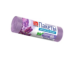 Мешки для мусора 60 л, ароматизированные, Лаванда, сиреневые, в рулоне 20 шт., ПНД, 9 мкм, 650х550 мм, GRIFON Aroma, 101-023 La в Москве