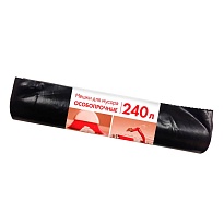 Мешки для мусора 240 л, черные, в рулоне 10 шт., ПВД 100 мкм, 1350х900 мм, Концепция Быта, 603887 в Москве