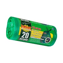 Мешки для мусора 20 л, биоразлагаемые, с ручками, черные, в рулоне 30 шт., ПНД, 10 мкм, 550х440 мм, Крепак, 4607075710047 в Москве