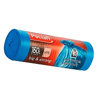Мешки для мусора 160 л, синие, в рулоне 10 шт., ПВД, 21 мкм, 1200х870 мм, PACLAN Big&Strong, 604075 в Москве