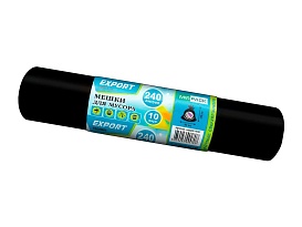 Мешки для мусора 240 л, черные, в рулоне 10 шт., ПВД 80 мкм, 1300х930 мм, EXPORT, exp 24010167 в Москве