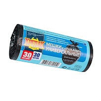 Мешки для мусора 30 л, с ушками, черные, в рулоне 30 шт., ПНД, 9 мкм, 600х500 мм, Крепак, 4607075710450 в Москве Мешки для мусора 30 л, с ушками, черные, в рулоне 30 шт., ПНД, 9 мкм, 600х500 мм, Крепак, 4607075710450 в Москве