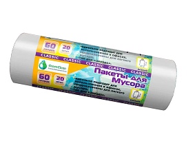 Мешки для мусора 60 л, белые, в рулоне 20 шт., ПНД, 7 мкм, 700х600 мм, MIRPACK Classik, 602052 в Москве