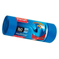 Мешки для мусора 160 л, с ушками, синие, в рулоне 10 шт., ПВД, 30 мкм, 1250х900 мм, PACLAN Multitop, 604064 в Москве