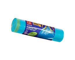 Мешки для мусора 35 л, с завязками, голубые, в рулоне 20 шт., ПНД, 12 мкм, 560х530 мм, GRIFON, 101-061 в Москве