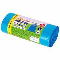 Мешки для мусора 35 л, синие, в рулоне 30 шт., ПНД, 10 мкм, 600х500 мм, Любаша, 608091 в Москве