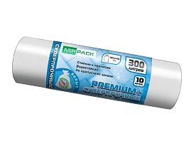 Мешки для мусора 300 л, белые, в рулоне 10 шт., ПВД 70 мкм, 1400х1000 мм, PREMIUM+, 300101602 в Москве