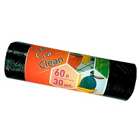 Мешки для мусора 60 л, черные, в рулоне 30 шт., ПНД, 6 мкм, 640х580 мм, Концепция Быта EcoClean, 603890 в Москве