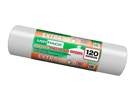 Мешки для мусора 120 л, белые, в рулоне 10 шт., ПНД, 14 мкм, 1100х700 мм, EXTRA, ex1201803 в Москве