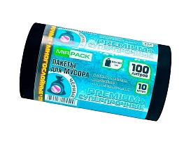 Мешки для мусора 100 л, черные, в рулоне 10 шт., ПВД, 70 мкм, 1000х600 мм, PREMIUM+, 1001076 в Москве