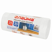 Мешки для мусора 35 л, белые, в рулоне 30 шт., ПНД, 6 мкм, 550х480 мм, LAIMA, 605538 в Москве