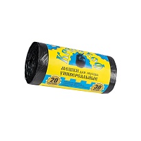 Мешки для мусора 20 л, с ушками, черные, в рулоне 30 шт., ПНД, 10 мкм, 550х440 мм, Крепакоф, 4607075710221 в Москве