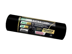 Мешки для мусора 240 л, черные, в рулоне 10 шт., ПВД 60 мкм, 1300х930 мм, EXTRA LUX+, 24010115 в Москве