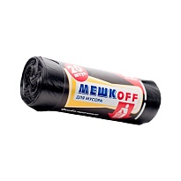 Мешки для мусора 60 л, черные, в рулоне 20 шт., ПНД, 9 мкм, 700х600 мм, МЕШКОFF, 4045 в Москве