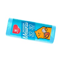 Мешки для мусора 30 л, синие, в рулоне 30 шт., ПНД, 5 мкм, 560х480 мм, Эконом, МЭ3841 (ПМ-30-30) в Москве
